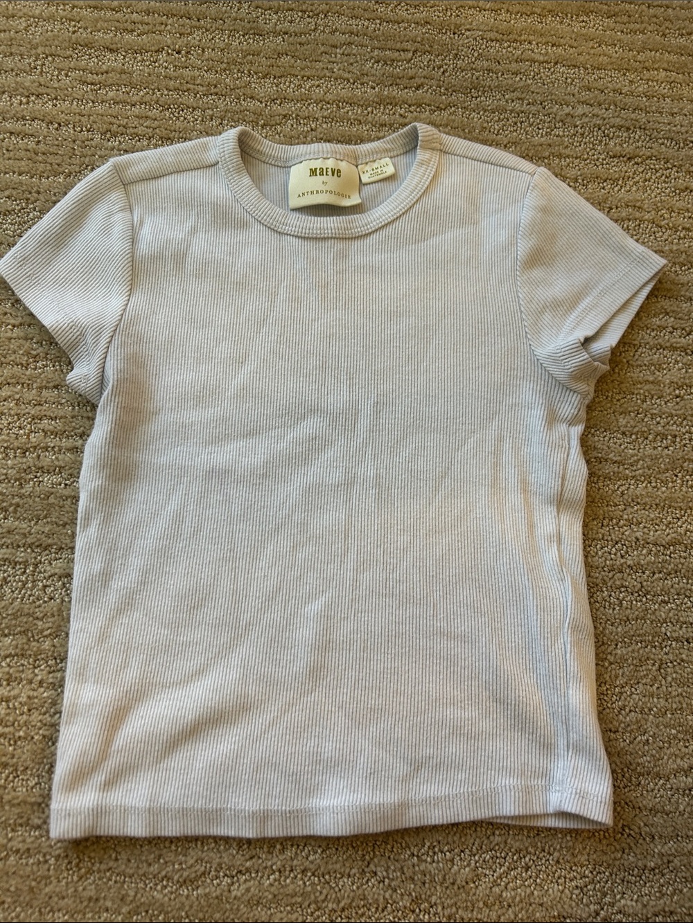 Maeve Anthropologie Short Sleeve Ribbed baby Tee in white